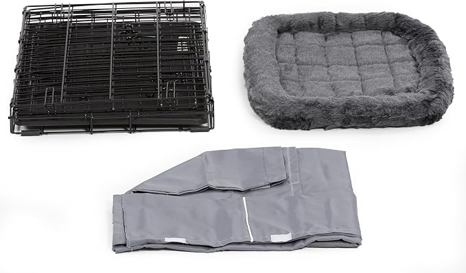 MidWest Homes for Pets Double Door 48-inch Dog Crate Kit, Bundle Includes a Two-Door Cage, Matching Gray Bed and Crate Cover, For Extra-Large Sized Breeds - Image 4