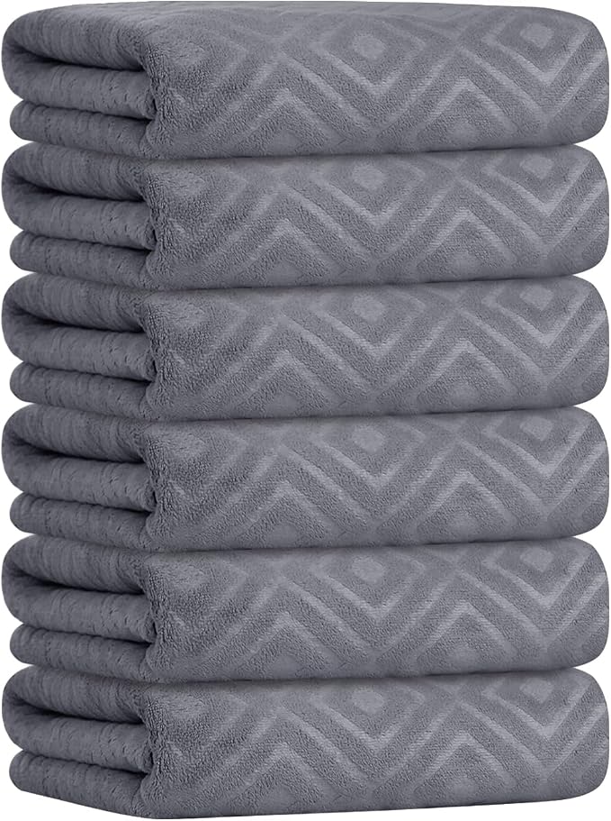 JML Microfiber Bath Towels Set, Grey, 30" x 60", 6 Pack | Oversized, Soft, Super Absorbent,Fast Drying, Perfect for Shower, Sauna,Gym, Fitness, Yoga by JML