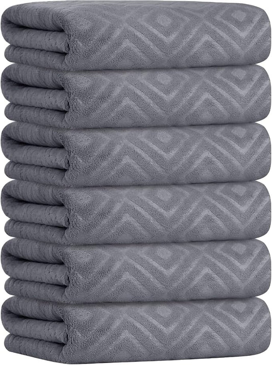 JML Microfiber Bath Towels Set, Grey, 30" x 60", 6 Pack | Oversized, Soft, Super Absorbent,Fast Drying, Perfect for Shower, Sauna,Gym, Fitness, Yoga by JML