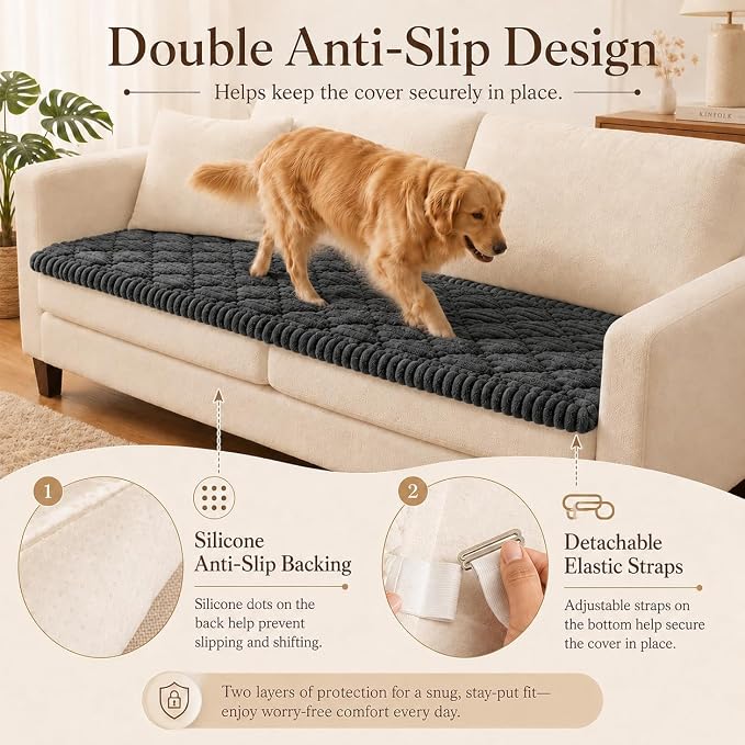 NILUOH Couch Cover for Dogs Washable, Non Slip Furniture Protector for Pet | Suitable for Leather & Fabric Loveseat/Small Couch, Prevents Pet Hair, Scratches & Stains, Pet Friendly, 27.6"x59" - Image 4