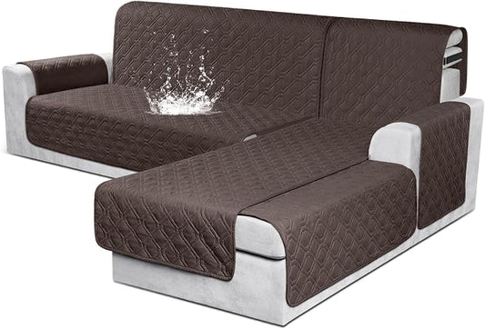 VANSOFY Sectional Couch Covers 100% Waterproof L Shaped Sofa Slipcover 3pcs Reversible Chaise Lounge Cover for Sectional Sofa Furniture Protector Cover for Pets Dog Cat(Small, Chocolate) by VANSOFYFURNITURECOVERS