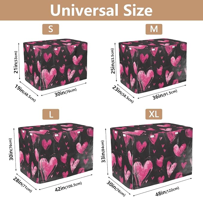 Dog Crate Cover Kennel Cover for Dog Cages Breathable for Wire Cage Indoor Outdoor Brush Stroke Valentine Hearts - Image 3