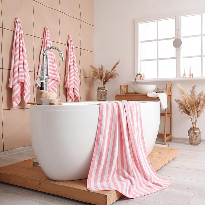 SmoothNovelty 12 Pack Microfiber Bath Towels Bulk 30'' x 70'' Oversized Beach Towel Extra Large Big Shower Body Sheet Highly Absorbent Soft Drying for Pool Bathroom Salon Hotel Party(Pink) - Image 6