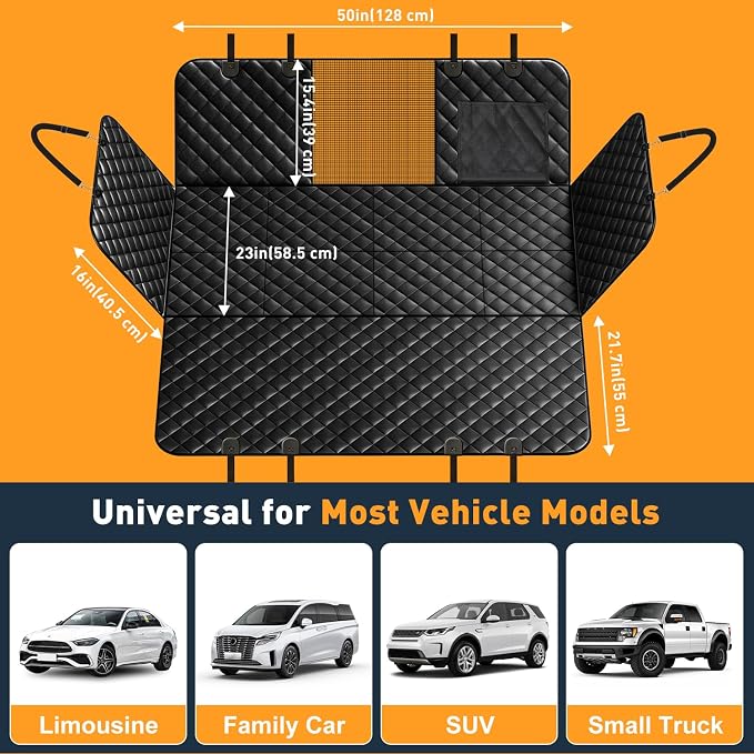 HOB4U Dog Car Seat Cover for Back Seat, Hard Bottom Dog Back Seat Extender | Dog Hammock for Car SUV and Truck, Waterproof, Supports 400LBS, Anti Scratch, Easy to Clean - Image 7