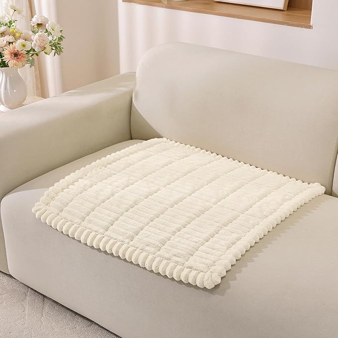 Fuzzy Pet Couch Covers for Dogs Washable, Thick Couch Covers for 2 Cushion Sofa Pet Friendly, Non Slip Plush Dog Couch Cover for for Sectional, Loveseat (Beige, 27.6" x 27.6") by CYCMACOHOME