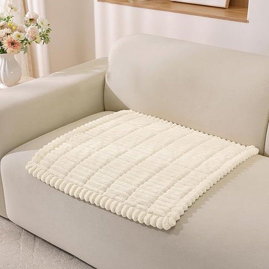 Fuzzy Pet Couch Covers for Dogs Washable, Thick Couch Covers for 2 Cushion Sofa Pet Friendly, Non Slip Plush Dog Couch Cover for for Sectional, Loveseat (Beige, 27.6" x 27.6") by CYCMACOHOME