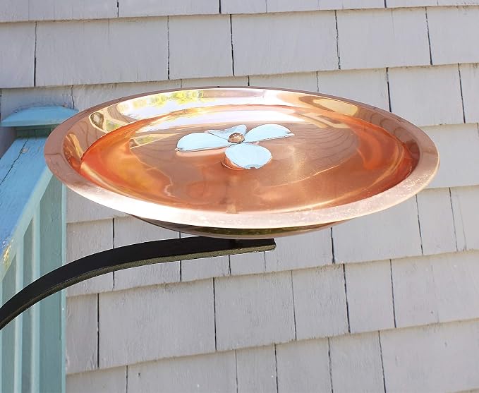Achla Designs Dogwood Copper Birdbath with Wall Mount Bracket - Image 8
