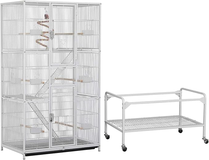 Yaheetech 69'' Extra Large Bird Cage Metal Parrot Cage w/Detachable Stand for Mid-Sized Parrots Cockatiels Conures Parakeets Lovebirds Budgie Finch, White - Image 8