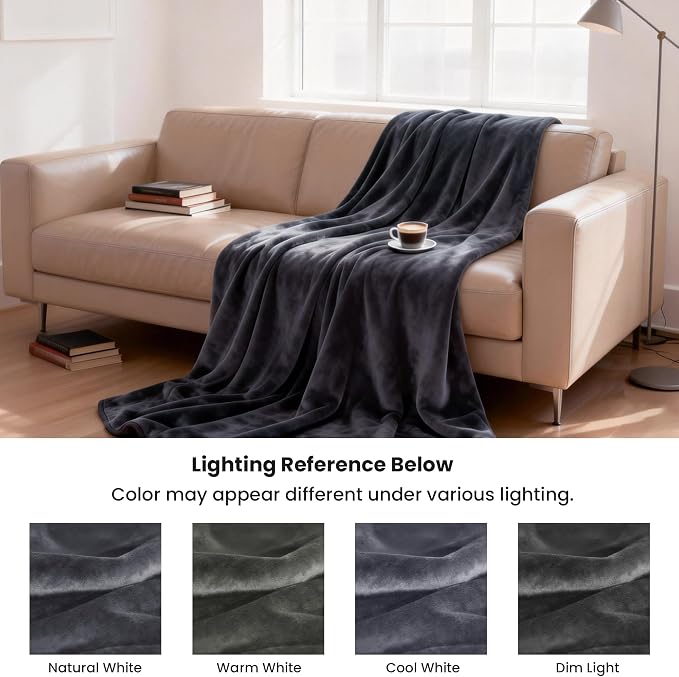 gogobunny Waterproof Flannel Blanket for Bed Couch Sofa, Reversible Double-Sided Throw for Dog Cat, Stain Resistant Furniture Protector Against Liquid Pee and Fur (90" x 108", Dark Grey/Light Grey) - Image 5