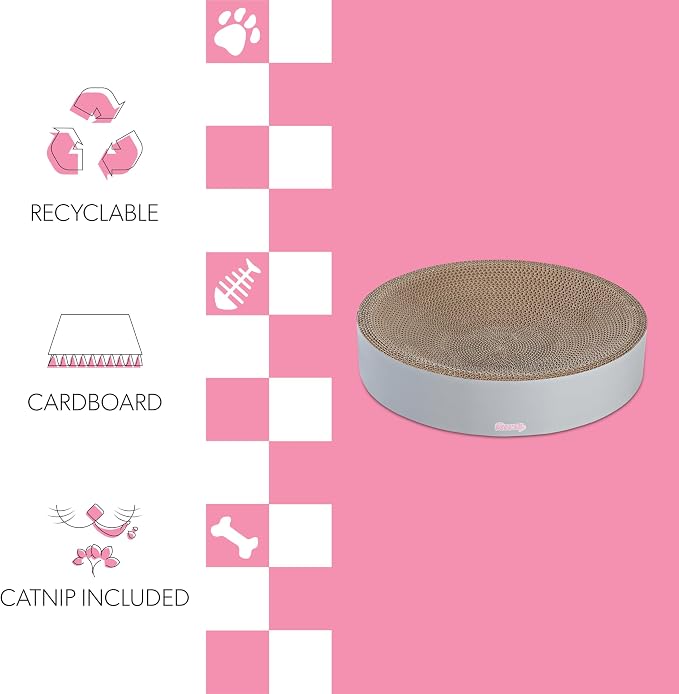 CSR1010K Nelson 20.13" Modern Cardboard Round Bowl Cat Scratcher with Catnip, Fog - Image 4