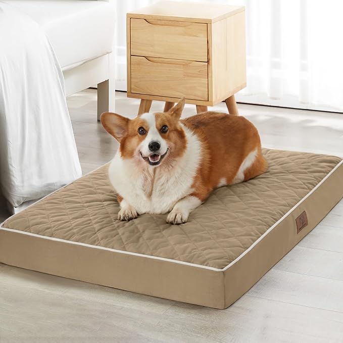 WNPETHOME Orthopedic Waterproof XL Dog Bed for Crate Cozy Sleep | Extra Large Washable Dogs Bed with Removable Cover, Multi-Needle Quilting Dogs XL Crate Bed for Relax , Brown 41x27 Inch by WNPETHOMEPETSHOME