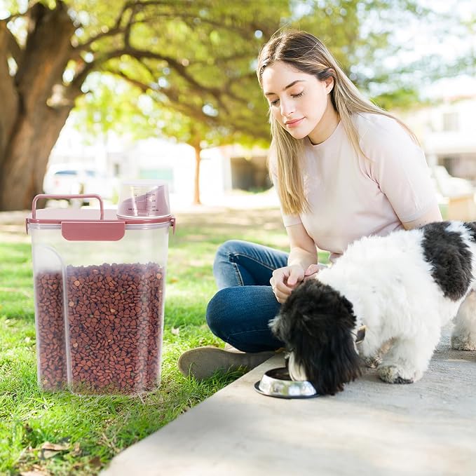 LEAWALK 5Lbs/6Qt Airtight Pet Storage Container For Cat Dog Bird Food and Keep Fresh, Translucent Body, Upgraded Large Nozzle for Easy Pouring With Handle Design Easy to Carry When Going 2pack - Image 7