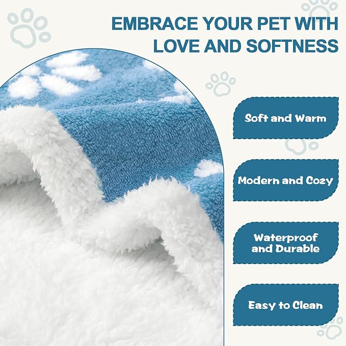 Waterproof Blanket for Dog Cat or Adult, Cute 3D Textured Flower Dog Blanket for Bed Couch Sofa, Soft Liquid Pee Proof Pet Furniture Protector, 60"x80", Blue - Image 3