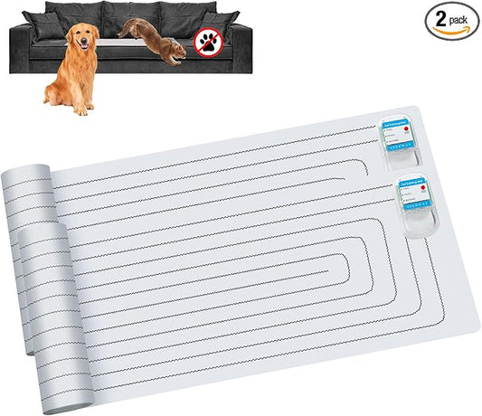 SEERWAY Scat Pet Shock Mat 2 Pieces, Shock Pads for Dogs and Cats Training Indoor, Electric Repellent Mat Keeps Pets Off Couch, Sofa, Countertop, 3 Modes, 2 Pieces Same Size, Battery Operated by SEERWAY
