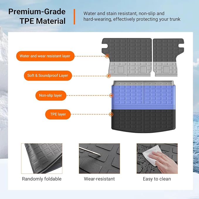 powoq Cargo Mat Compatible with 2017-2025 Jeep Compass Trunk Mat Rear Back Seat Protector Cargo Liner TPE Replacement for 2017-2024 2025 Jeep Compass Accessories (Trunk Mat+Backrest Mats) - Image 5