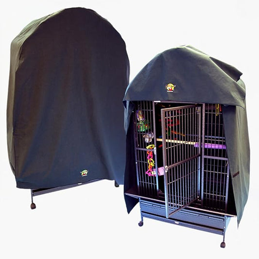 Cozzzy Covers Model 3630 DT Universal Cage Cover 60" L Poly-Cotton Black for Dome Top Bird Cages 34"–36" W x 24"–30" D for Extra Large Birds Sleep and Light Reduction by BonkaBirdToys