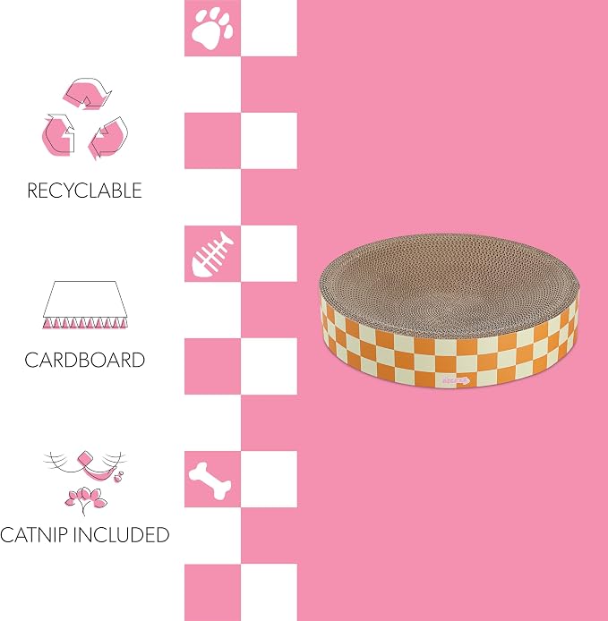 CSR1010G Nelson 20.13" Modern Cardboard Round Bowl Cat Scratcher with Catnip, Citrus - Image 4