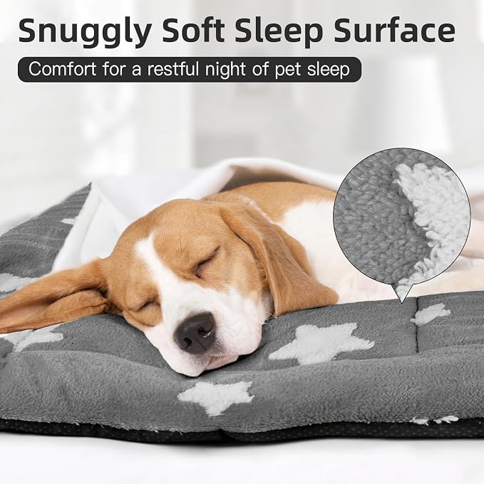Mora Pets Cat Bed for Indoor Cats Washable Dog Crate Pad Cute Star Dog Bed Mat for Small Dogs Pet Kennel Pad for Cage Soft Flat Puppy Kitten for Sleeping Anti-Slip Grey 22 x 13 inch 2 Pack - Image 2