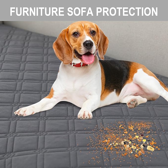 Genina L Shape Couch Cover, Sectional Couch Chaise Covers, Waterproof Washable Sofa Covers for Right L Shape Chaise Lounge, Anti-Slip Sofa Slipcovers for Dogs Cats Pet Friendly(Dark Grey) - Image 5