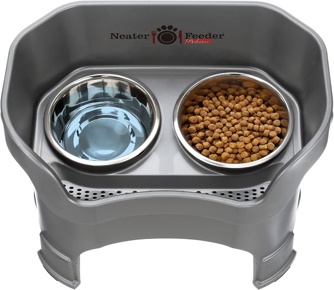 Neater Feeder Deluxe Mess-Proof Elevated Dog Bowls for Large Dogs (40+ lbs), 2 Height Adjustable (14.5” & 17.5”) No-Spill Raised Dog Bowl Stand, Stainless Steel Food Bowl Set, Made in USA, Gunmetal - Image 9