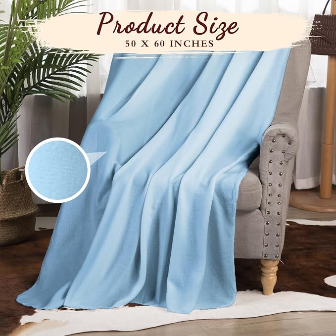 Buryeah 10 Pcs Fleece Blanket Bulk Soft Warm Fleece Blankets Cozy Lightweight Throw Blankets Plush Pet Throw Blanket for Home Bed Sofa Office Wedding Gifts Travel(50" X 60",Light Blue) - Image 2