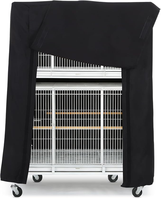 POPETPOP Universal Bird Cage Cover, Good Night Parrot Cage Cover for Birdcage Accessories, Washable&Breathable (Black, Large) - Image 8