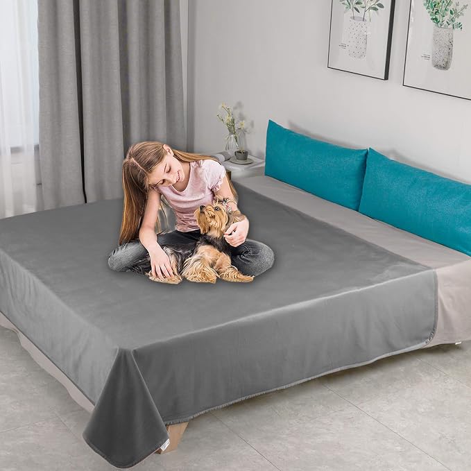 Ameritex Pet Bed Blanket Reversible 100% Waterproof Velvet Super Soft for Sofa and Bed (68x82 Inches, Light Grey+Grey) - Image 7