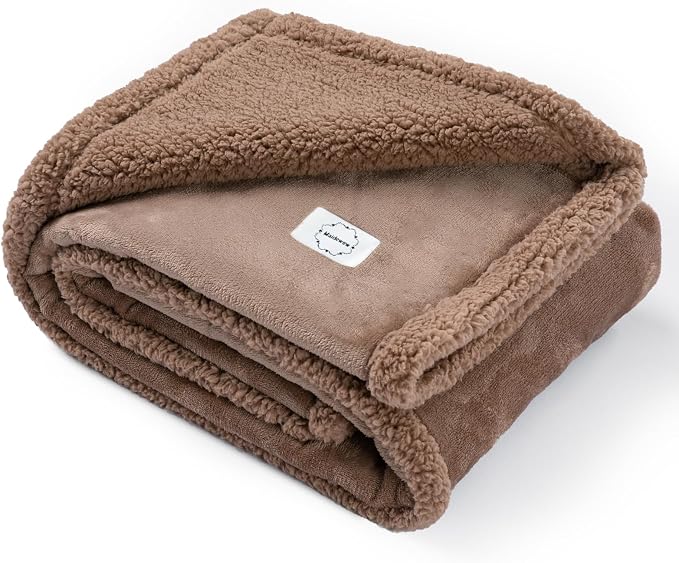 Waterproof Pet Blanket for Dog 57x65in Big Sherpa Fleece Blankets for Couch Puppy Fluffy Brown Blankets Leakproof Sofa Bed Love Reversible Cover -Camel,L-57x65in by Unknown