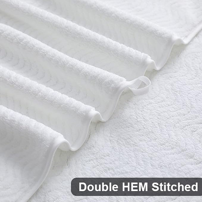 Ultra Soft 8 Piece Textured Bath Towel Set for Bathroom Shower Pool, Kitchen, Quick Dry, Lightweight Highly Absorbent - 2 Oversized Bath Towel Sheets, 2 Hand Towels, 4 Washcloths - White - Image 5