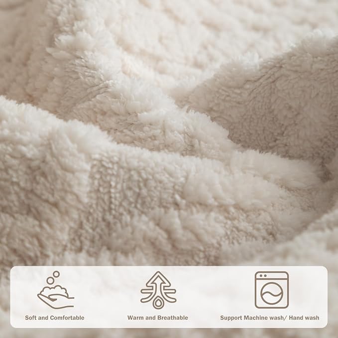 vctops Cable Jacquard Plush Sofa Couch Covers Boho Fuzzy Couch Cover for Dogs Soft Non Slip Sectional Sofa Slipcover Thick Warm Washable Furniture Protector for Kids, Pets (Cream,36"x47") - Image 4