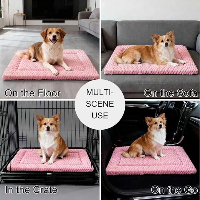 Dog Bed Mat, Reversible Dog Crate Pad - Washable Kennel Mat with Soft Support Foam, Flat Kennel Pad for Dogs & Cats, Double Pet Bed Perfect for Cage (Pink, 30" L x 20" W x 1.5" Th) - Image 6