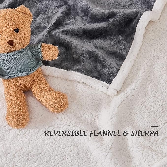 Qeils Dog Blankets for Large Dogs - Waterproof Cat Blanket Washable - Sherpa Fleece Puppy Blanket, Soft Plush Reversible Throw Protector for Bed Couch Car Sofa, 60"X80", Dark Grey - Image 4