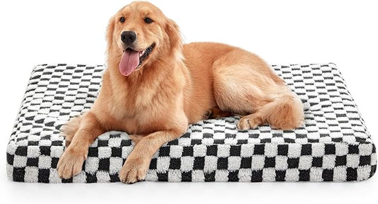 JOEJOY Orthopedic Dog Bed for Large Dogs, Memory Foam Pet Bed with Removable Washable Cover, Cozy Plush Crate Mat, 47×29", Grey by JOEJOY