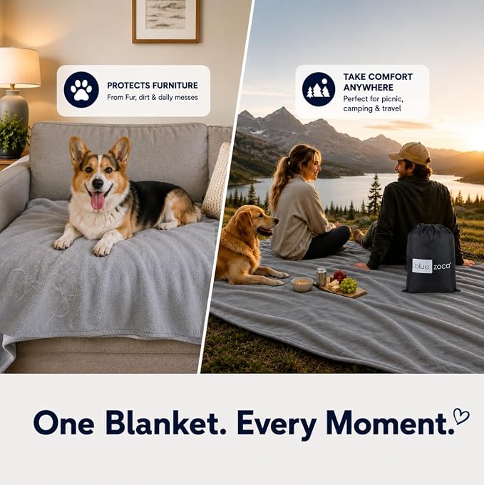 Waterproof Blanket for Bed, Couch & Pets, Leakproof Reversible Fleece Throw for Intimacy, Spills, Dogs, Cats & Accidents, Machine Washable Furniture Protector, Queen Size 65 x 80, Gray - Image 5
