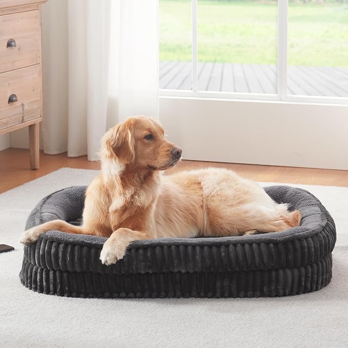 Orthopedic Dog Bed for Extra Large Dogs Breeds, High Density Egg Crate Foam Dog Sofa Beds,Oval Kennel Bed, Pet Couch Bed with Four Sided Bolster, Removable Washable Cover& Non-Slip Bottom - Image 8