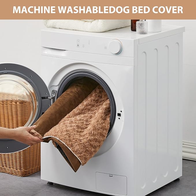 BFPETHOME Orthopedic Washable Large Dog Bed for Senior Dog Comfy Sleep | Waterproof Big Soft Pet Couch Bed for Dogs Relax with Removable Cover Supportive Egg Crate Foam Brown 36x27 Inch - Image 5