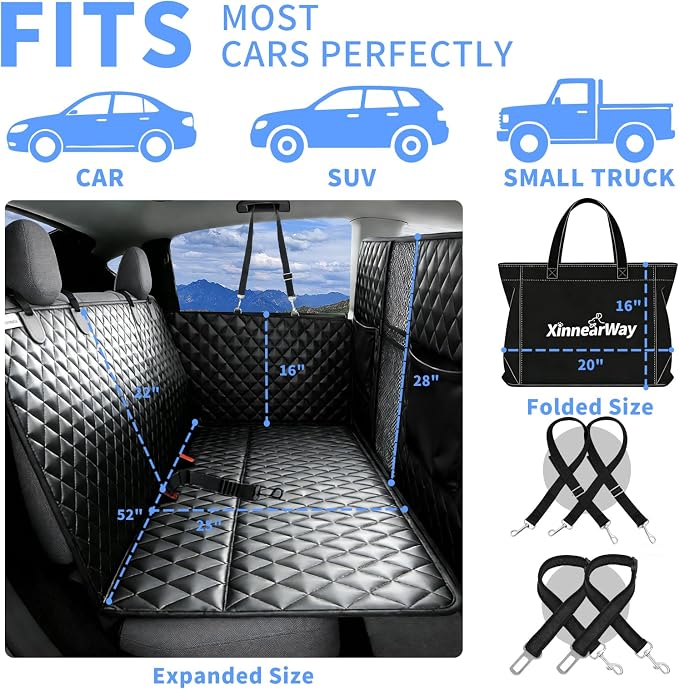 High Barrier Dog Car Seat Cover with Hard Bottom,Mesh Window,Waterproof,Anti Scratch,Safe,Easy to Use and Clean,Holds 330lbs,Foldable Car Seat Protector for Cars,SUVs,Small Pickup Trucks - Image 3