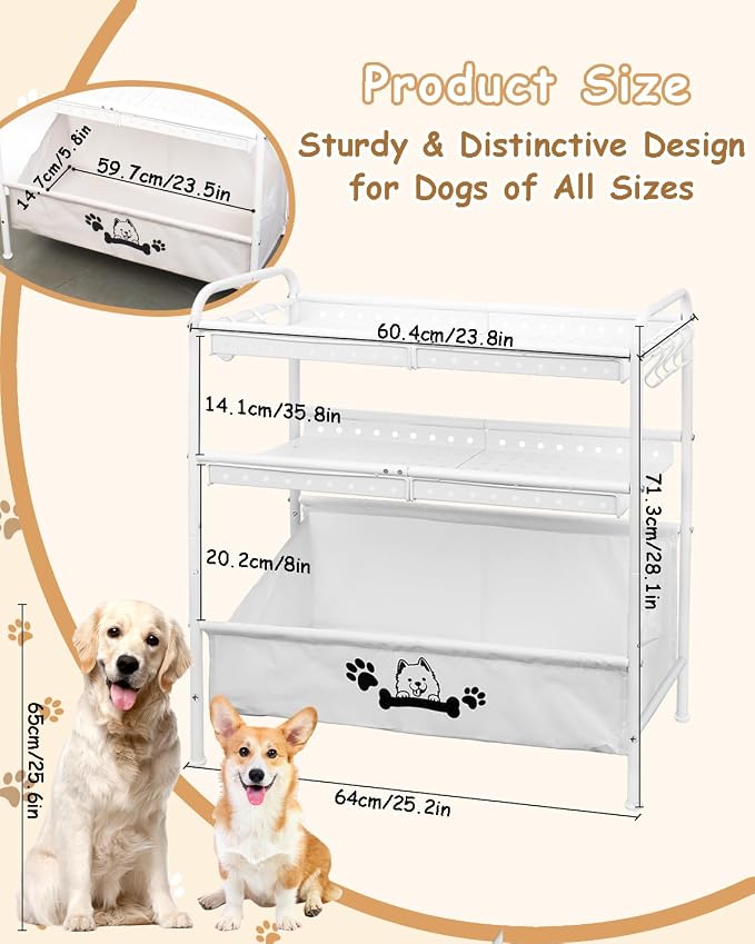 Large Dog Toy Basket, Dog Toy Bin with Storage Organizer, 3-Tier Pet Toy Box for Living Room, Toy Holder Chest for Pet Dog Cat, Multifunctional Chest Holder for Cat Dog Accessories - Image 2