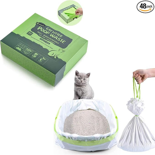 PETOCAT Cat Litter Liners and Cat Litter Bags for Poop Biodegradable Leakproof Durable Extra-Thick Kitty Litter Box Bag Cat Waste Disposal Bag by PETOCAT