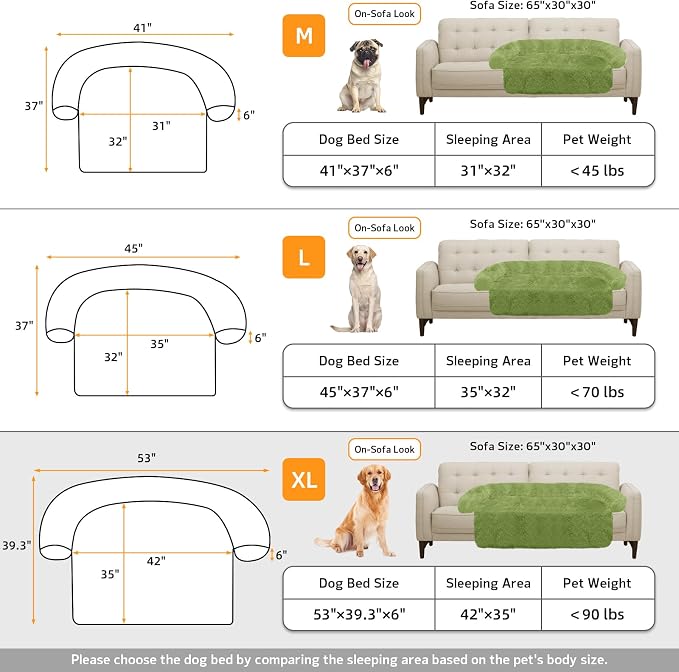GGIB Calming Dog Bed Fluffy Plush Dog Mat for Furniture Protector with Removable Washable Cover for Large Medium Small Dogs and Cats (Extra Large (53x39.3x6), Grass Green) - Image 5