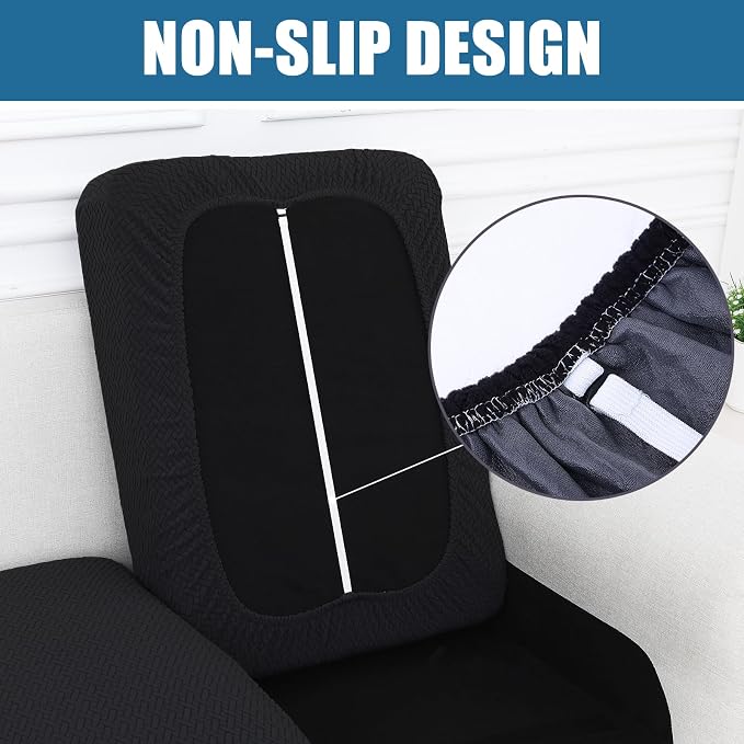 Smiry Waterproof Couch Cushion Covers, Non Slip Seat Cushion Covers | Stretch Jacquard Sectional Sofa Slipcover, Washable Elastic Furniture Protector for Pets, Kid, 2 Pieces, Black - Image 3