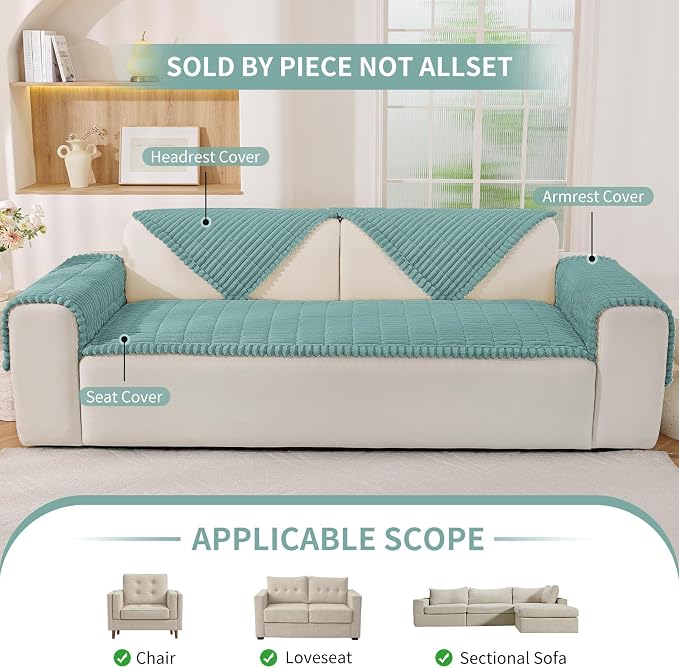 Fuzzy Pet Couch Covers for Dogs Washable, Thick Couch Covers for 2 Cushion Sofa Pet Friendly, Non Slip Plush Dog Couch Cover for for Sectional, Loveseat (Turquoise, 27.6" x 27.6") - Image 4
