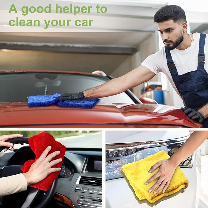 Shimeyao 30 Pcs 16 x 16 Inch Edgeless Microfiber Plush Towels for Cars Detailing Drying Wash Polishing Absorbent Cleaning Cloths, 500 GSM (Multicolor) - Image 6