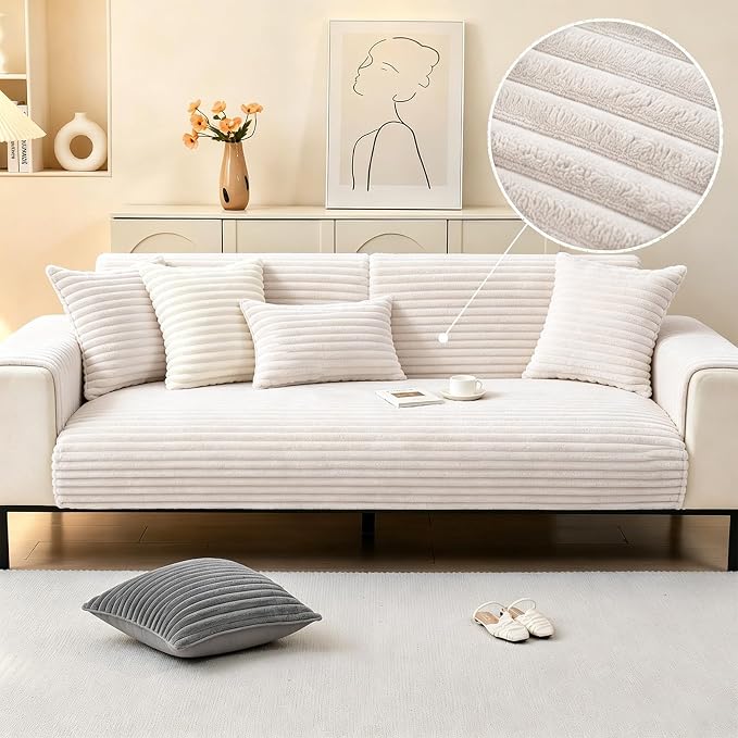 Waterproof Couch Cover for Dogs, Sofa Covers Washable & Non-Slip, Soft Dog Bed Blanket Protector for Sectional, Loveseat, Living Room Furniture (Creamy White, 35.43"x 62.99" 1 Pack) - Image 2