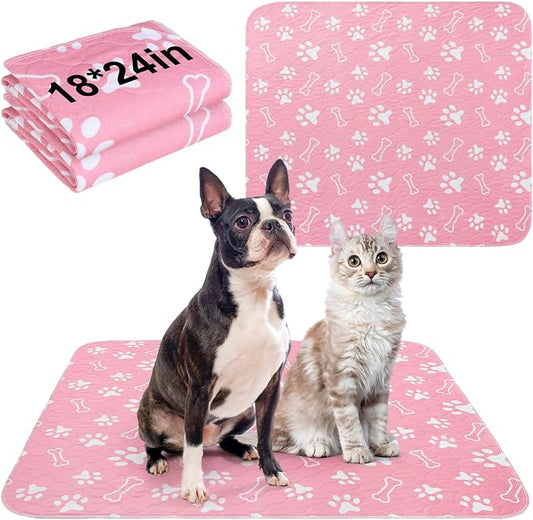 BEAUTYZOO Washable Pee Pads for Dogs, 18'' x 24" Reusable Puppy Pee Pads Super Absorbent Leakproof Dog Training Pads, 2 Pack Non-Slip Potty Pads for Small Medium Dogs Whelping Pads Litter Mat, Pink by BEAUTYZOO