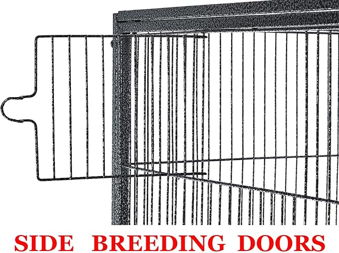 64" Extra Large Wrought Iron Side Nesting Box Doors Flight Breeding Canary Parakeet Cockatiel Lovebird Finch Bird Cage Easy Clean Pull Out Tray with Removable Rolling Stand - Image 4