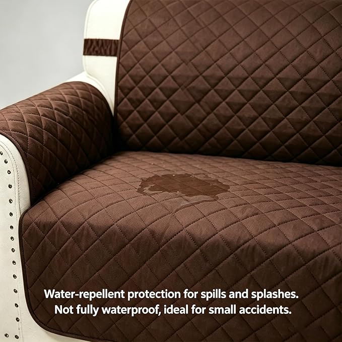 Reversible Couch Cover for 3 Cushion, Sofa, Chocolate/Beige | Couch Cover for Sofa, Pet Friendly Water Repellent Couch Sofa Cover, Washable Furniture Protector with Elastic Straps - Image 4