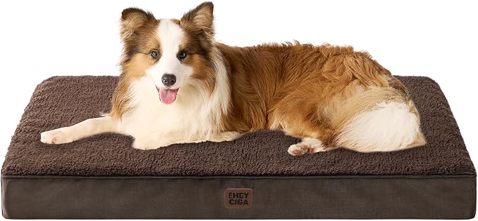 EHEYCIGA Orthopedic Dog Bed Large with Removable Washable Cover, 41IN Brown | Egg Crate Foam Support, Durable Oxford fabric, Non-Slip Bottom, Machine Washable, Soft Waterproof Plush Pet Bed Mat For Crate by EHEYCIGA
