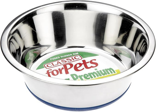 CLASSIC Pet Products Non-Slip Stainless Steel Dish (1600 ml - 215 mm, 8.5 inch Diameter Dog Bowl), Clear by CLASSIC