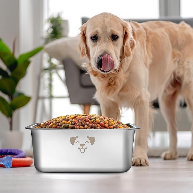 Sweetude 4 Pcs Stainless Steel Dog Bowls Bulk High Capacity Metal Dogs Food and Water Bowls for Large Dogs Pets(Silver,2.64 Gallon) - Image 6